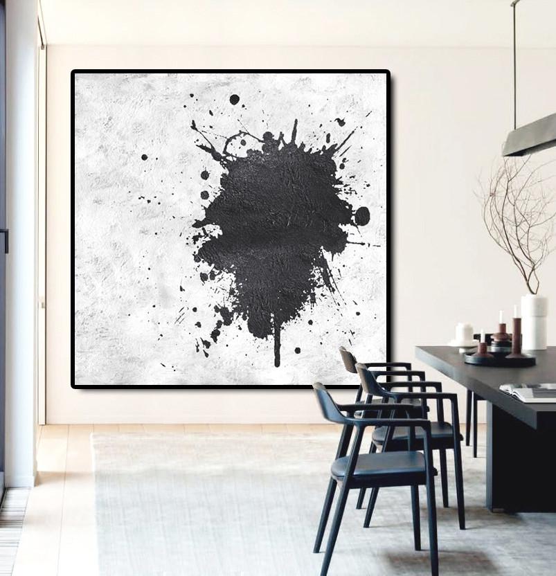 Minimal Black and White Painting #MN12A - Click Image to Close